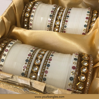 White Kundan Bridal Choora / Bangles Set