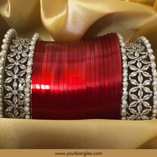 Red Ombre Bridal Choora / Bangles Set