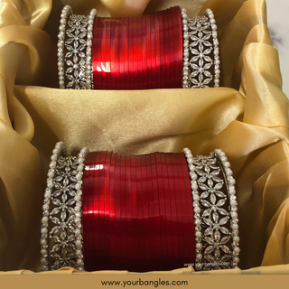 Red Ombre Bridal Choora / Bangles Set