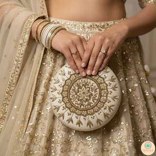 The Pure White Mandala Clutch Bag