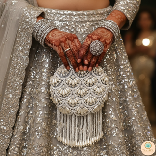 The Silver Pearl Cascade Clutch Bag