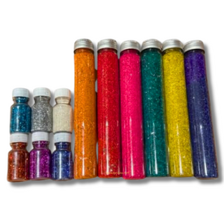 Rangoli Colours Set; 6 Glitter Rangoli (32g); 6 Course Rangoli Bura (41g)