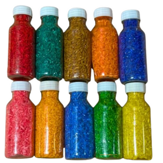 Rangoli Rice - 10 x Rangoli Colours Rice Pack; Rangoli Art Colours; 60 Grams Per Colour; 600 Grams Each Set of Vibrant Colours; Rice Floor Decoration