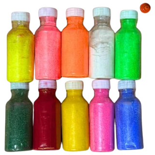 Rangoli Powder - 10 x Colours Powder Pack; Rangoli Art Colours; 75 Grams Per Colour; 750 Grams Each Set Diwali Festival Vibrant Colour Powder Floor Decoration