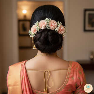Peach Flower Gajra - Hair Accessory - (Single Piece)