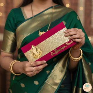 Ganesha Hot Pink Shagun Money Envelope - Single Envelope