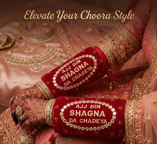 Ajj Din Shagna Da' Embroidered Velvet Choora Covers – Deep Red