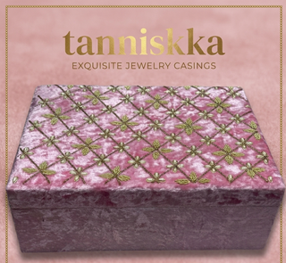Luxurious Pink Velvet Bangle Box – 2-Rod Sequential Jewellery Organiser with Hand Embroidery