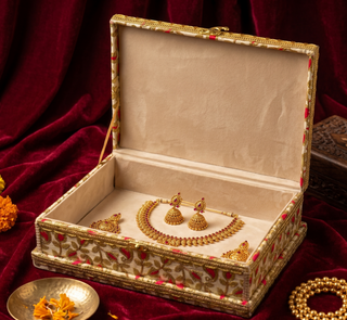 Handcrafted Embroidered Indian Jewelry Box – Decorative Keepsake Organizer