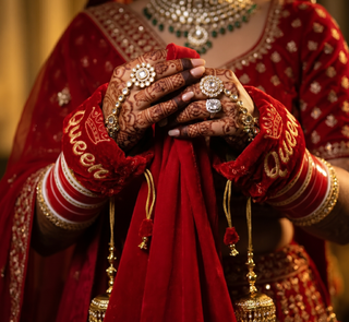 Velvet 'Queen' Bridal Choora Covers – Luxury Red Embroidered Bangle Sleeves for Brides