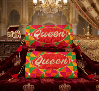 'Queen' Bridal Choora Covers – Luxury Phulkari Embroidered Bangle Sleeves for Brides