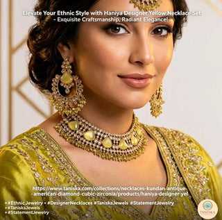 HANIYA Designer Lemon Yellow Necklace Set