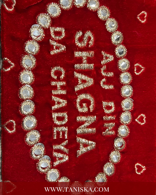 Ajj Din Shagna Da' Embroidered Velvet Choora Covers – Deep Red