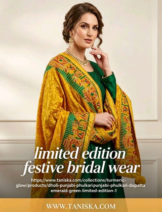 The Sunehri Dholi Bridal Phulkari Dupatta