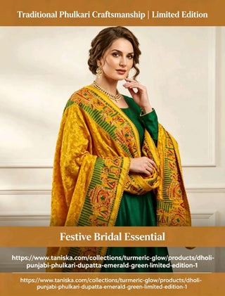 The Sunehri Dholi Bridal Phulkari Dupatta