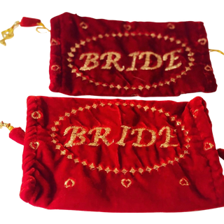 Elegant Velvet 'Bride' Punjabi Choora Covers – Deep Red
