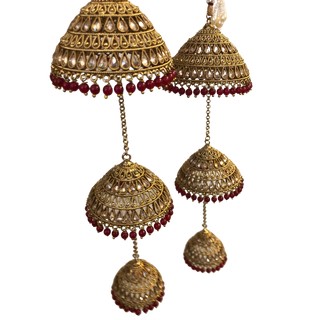 MEHREEN 3 Tier Ruby Jhoomer Kaleere