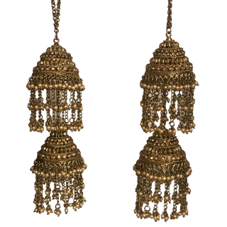 JASSI Mini Golden Jhoomer Kaleere - 2 Tier