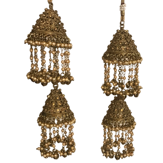 JASSI Mini Golden Jhoomer Kaleere - 2 Tier
