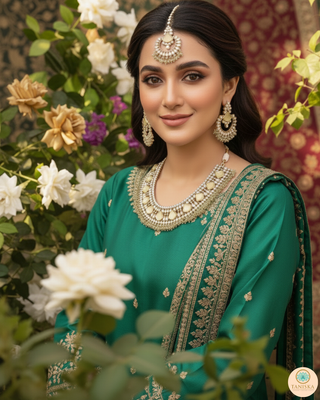 Luxury yellow Kundan bridal necklace set with matching earrings and maang tikka, elegant statement jewelry for South Asian weddings and nikah ceremonies.
