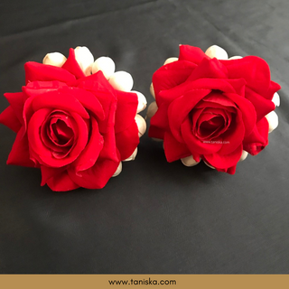Red/Deep Red Traditional Gajra Pins - Set of 2 Gajra Hair Pins