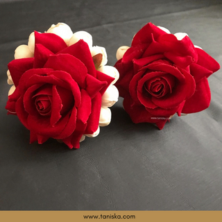 Red/Deep Red Traditional Gajra Pins - Set of 2 Gajra Hair Pins