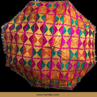 Decorative Umbrella's - Phulkari Umbrella - Multi