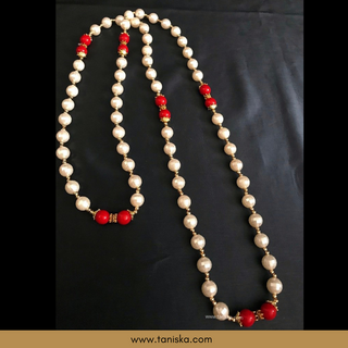 MILNI HAAR - Red/White Pearls Haar (Swagat Haar/Guest Garlands) - (Set of 12)