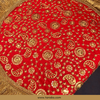 Royal Red Punjabi Pakhi (Hand Fans) - Pack of 2