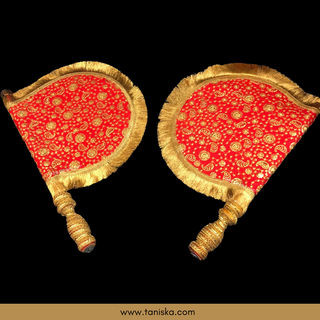 Royal Red Punjabi Pakhi (Hand Fans) - Pack of 2