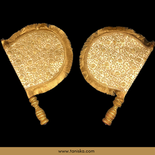 Royal Golden Punjabi Pakhi (Hand Fans) - Pack of 2