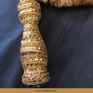 Royal Golden Punjabi Pakhi (Hand Fans) - Pack of 2