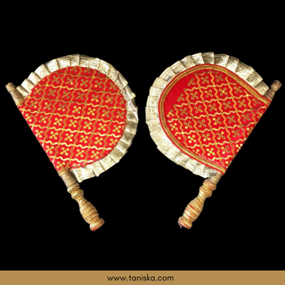 Red Punjabi Pakhi (Hand Fans) - Pack of 2