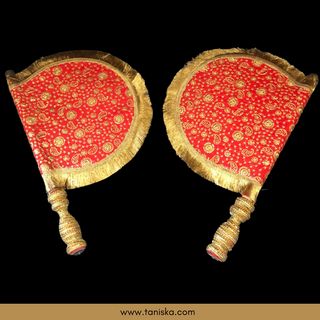 Royal Red Punjabi Pakhi (Hand Fans) - Pack of 2