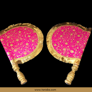 Royal Hot Pink Punjabi Pakhi (Hand Fans) - Pack of 2