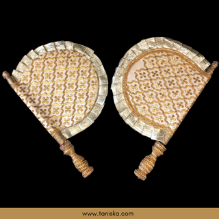 Golden Punjabi Pakhi (Hand Fans) - Pack of 2