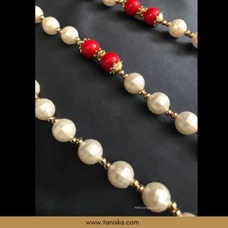 MILNI HAAR - Red/White Pearls Haar (Swagat Haar/Guest Garlands) - (Set of 12)