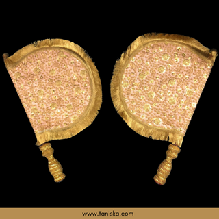 Royal Peachy Punjabi Pakhi (Hand Fans) - Pack of 2