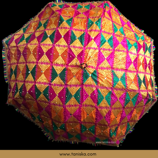 Decorative Umbrella's - Phulkari Umbrella - Multi
