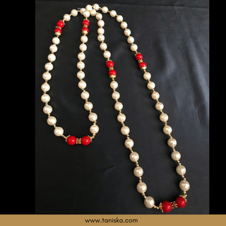 MILNI HAAR - Red/White Pearls Haar (Swagat Haar/Guest Garlands) - (Set of 12)