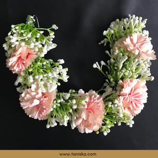 Peach Flower Gajra - Hair Accessory - (Single Piece)