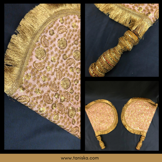 Royal Peachy Punjabi Pakhi (Hand Fans) - Pack of 2