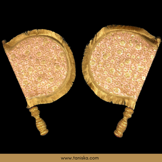 Royal Peachy Punjabi Pakhi (Hand Fans) - Pack of 2