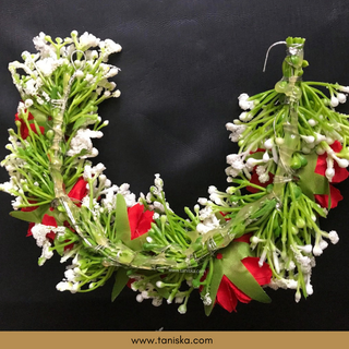Red Flower Gajra - Hair Accessory - (Single Piece)