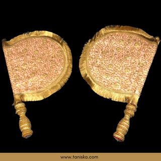 Royal Peachy Punjabi Pakhi (Hand Fans) - Pack of 2