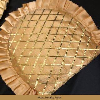 Golden Cross Stripes Punjabi Pakhi (Hand Fans) - Pack of 2