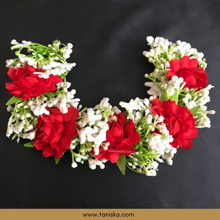 Red Flower Gajra - Hair Accessory - (Single Piece)