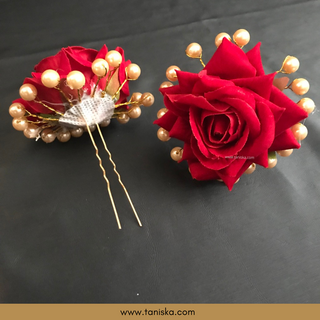 Red/Deep Red Traditional Hair Pins - Set of 2 Hair Pins