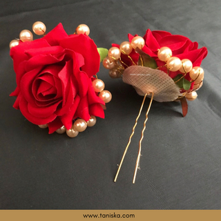 Red/Deep Red Traditional Hair Pins - Set of 2 Hair Pins