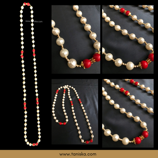 MILNI HAAR - Red/White Pearls Haar (Swagat Haar/Guest Garlands) - (Set of 12)